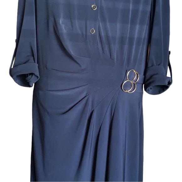 TAHARI Arthur Levine Navy Blue Shirt Dress Size 8 - Save $10 with my code - Picture 6 of 6